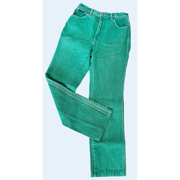 Vintage GLORIA VANDERBILT For Murjani 70s / 80s Green High Waist Jeans Size 24 - Picture 2 of 8